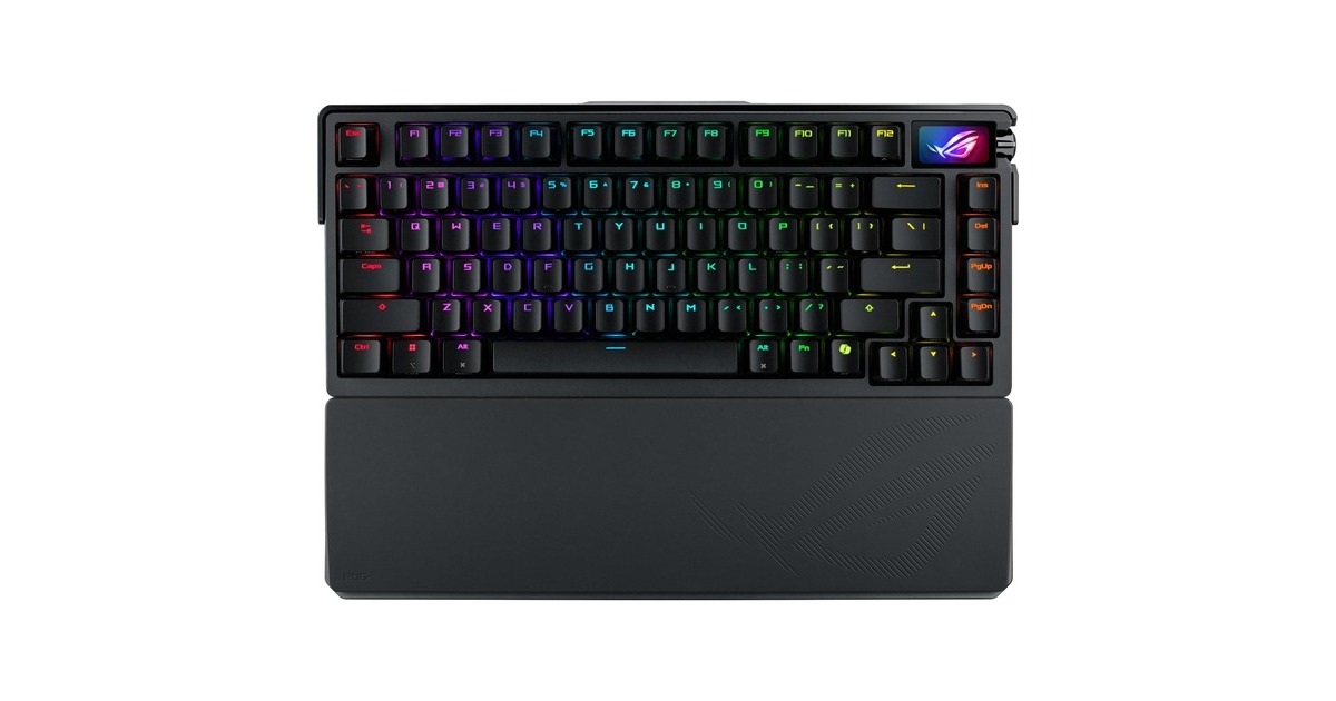 ASUSROG Azoth Extreme, gaming toetsenbord  (Zwart, US lay-out, ROG NX Snow, RGB leds, 75%, Hot-swappable, PBT Double-shot, Bluetooth / 2.4GHz / USB 2.0)