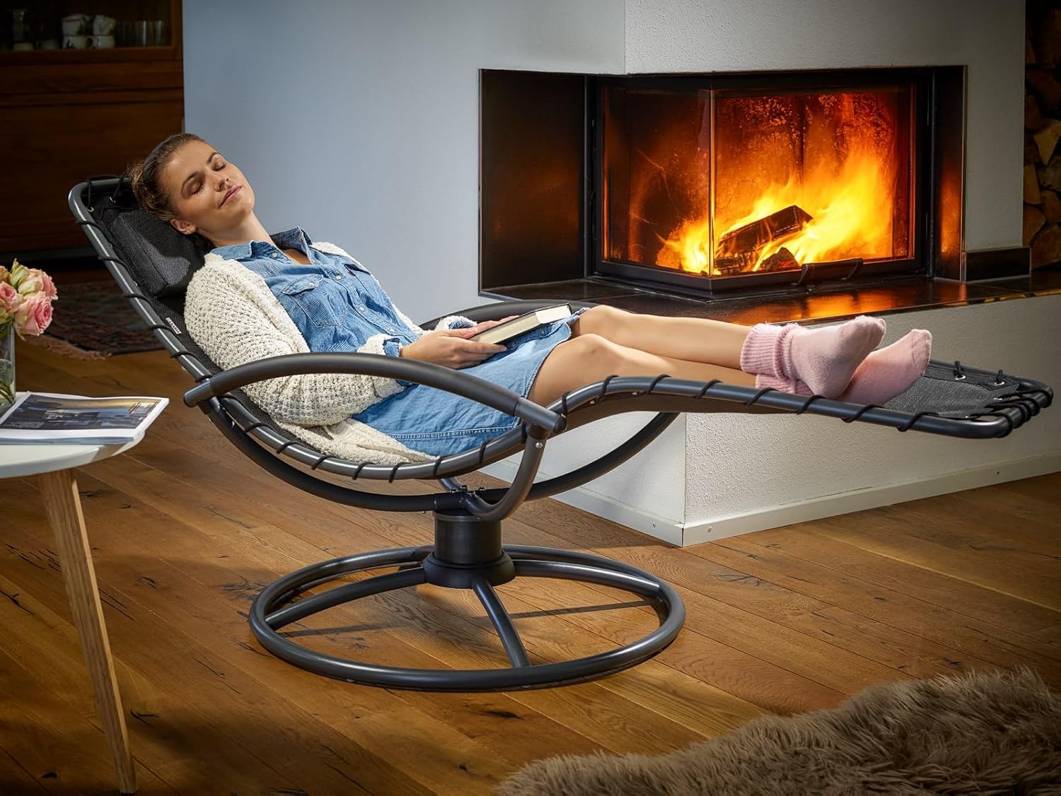 Casaria® Sonnenliege Liegestuhl Wetterfest Sauna Relaxliege mit Armlehne Kissen Ergonomisch 120kg Belastbar Wohnzimmer Liege Garten Balkon Sessel Grau
