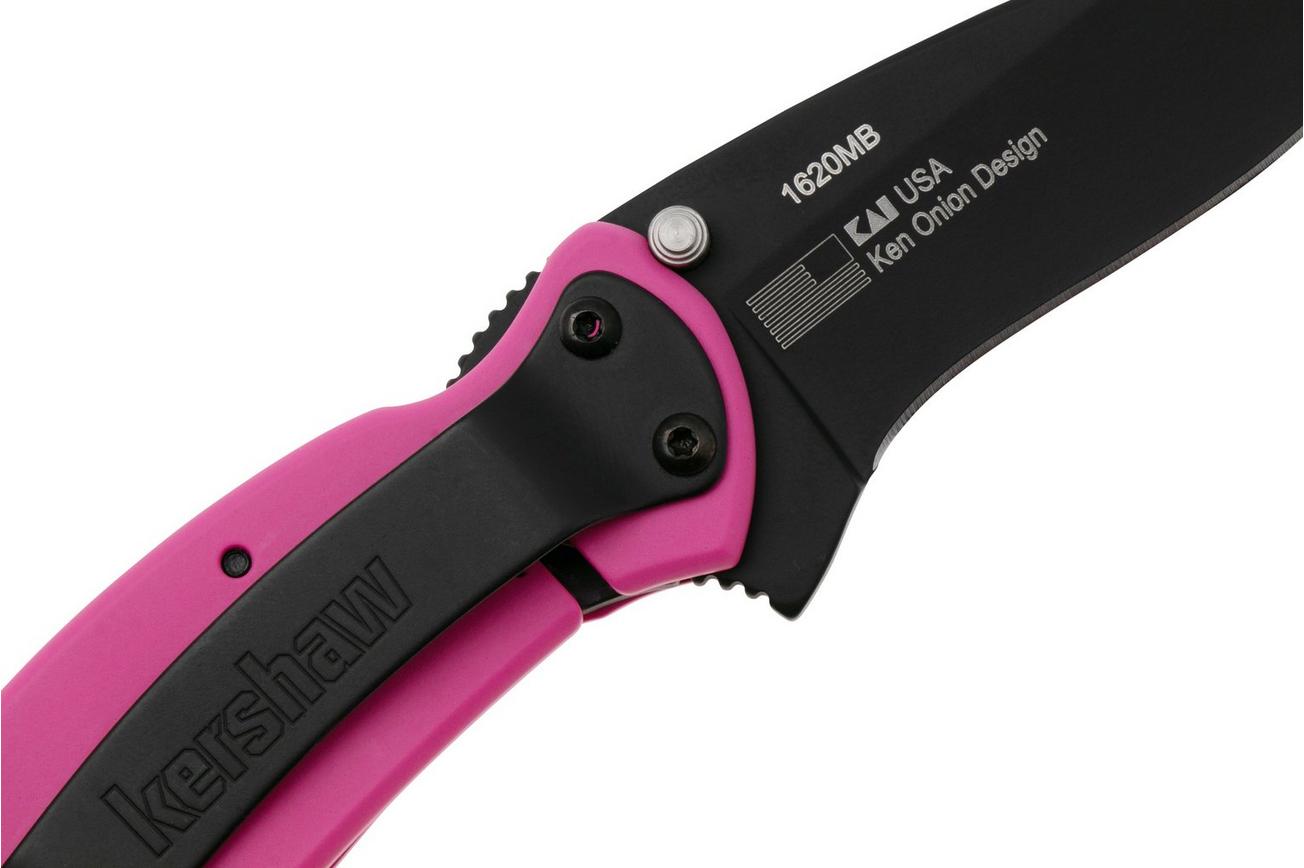Kershaw Scallion Maycee Barber 1620MB Black Cerakote 420HC, Pink Cerakote Steel, Limited Edition zakmes, Ken Onion design