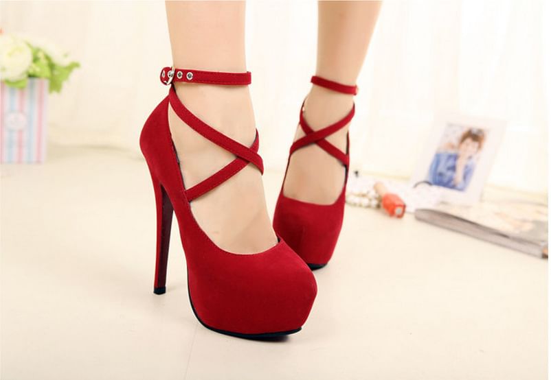 Niuna - Platform Criss Cross Enkelband Pumps