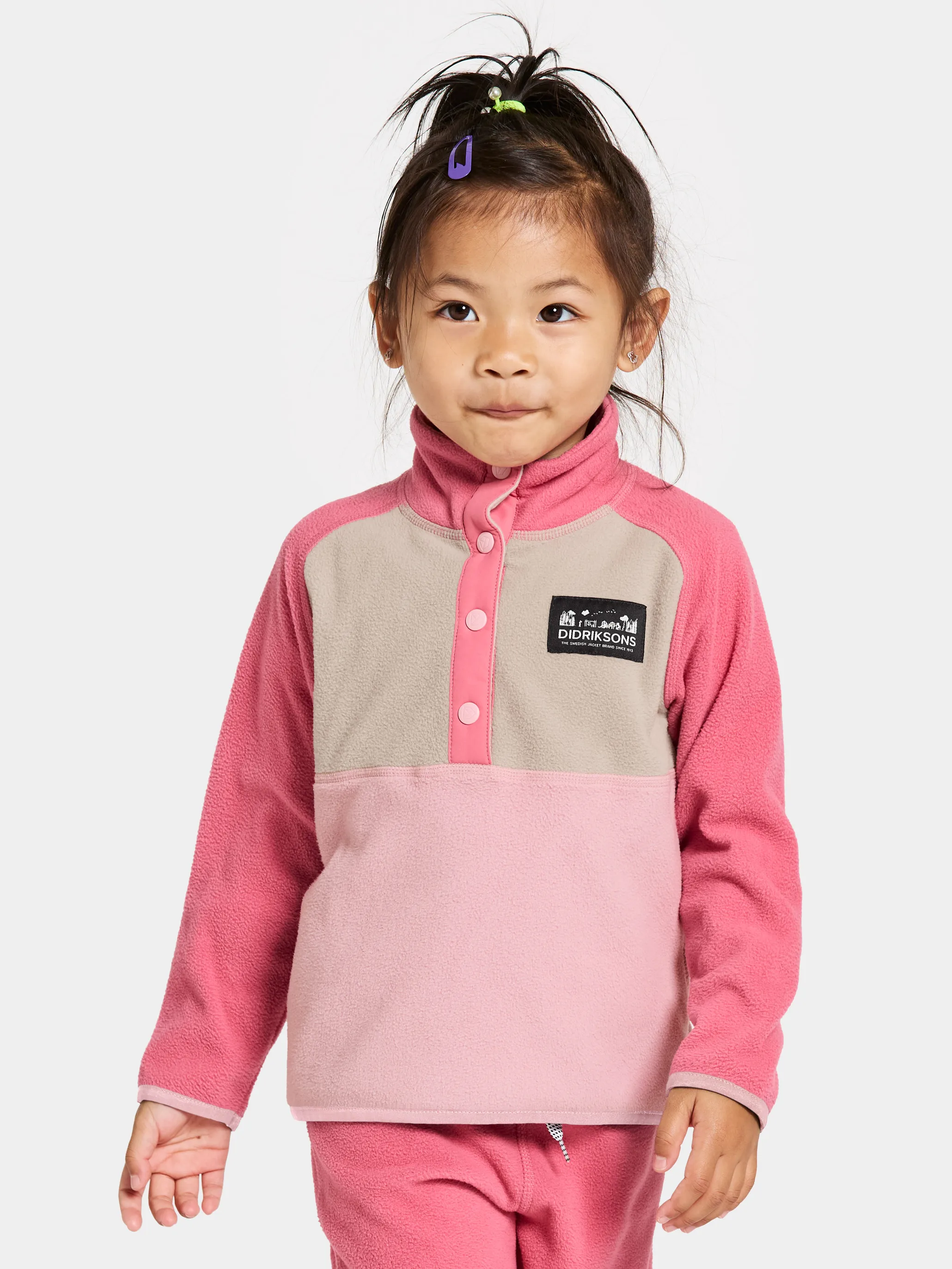 Didriksons Kids' Monte Half Button 4 Soft Pink