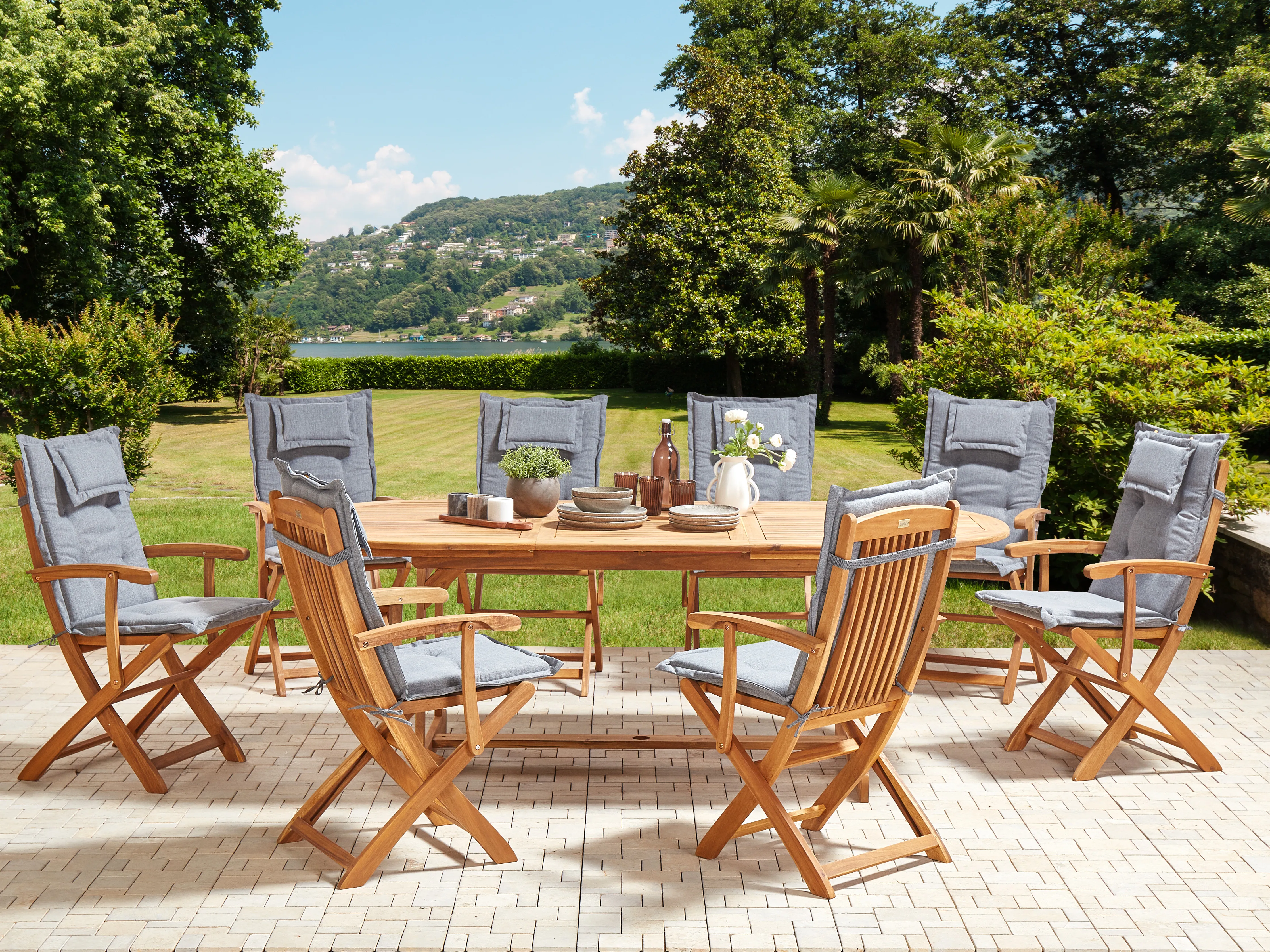 Tuinset 8-zits MAUI II met kussens Acaciahout Grijs