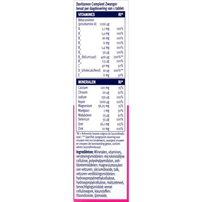 Davitamon Compleet Zwanger met Extra Foliumzuur en Vitamine D3 60 Tabletten