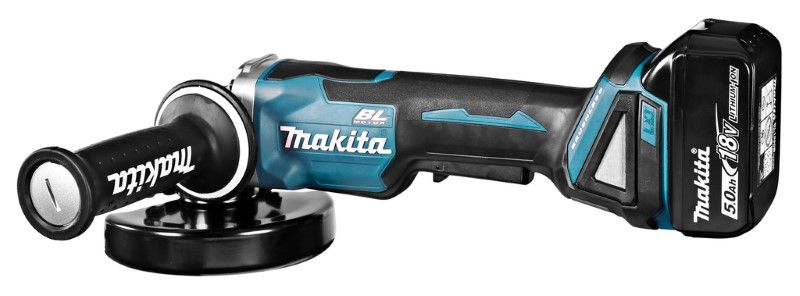 Makita DGA508RTJ 18V Li-ion accu haakse slijper set (2x5.0Ah) in Mbox - 125mm - koolborstelloos
