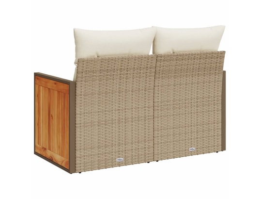 VIDAXL - Canapé de jardin avec coussins 2 places beige résine tressée