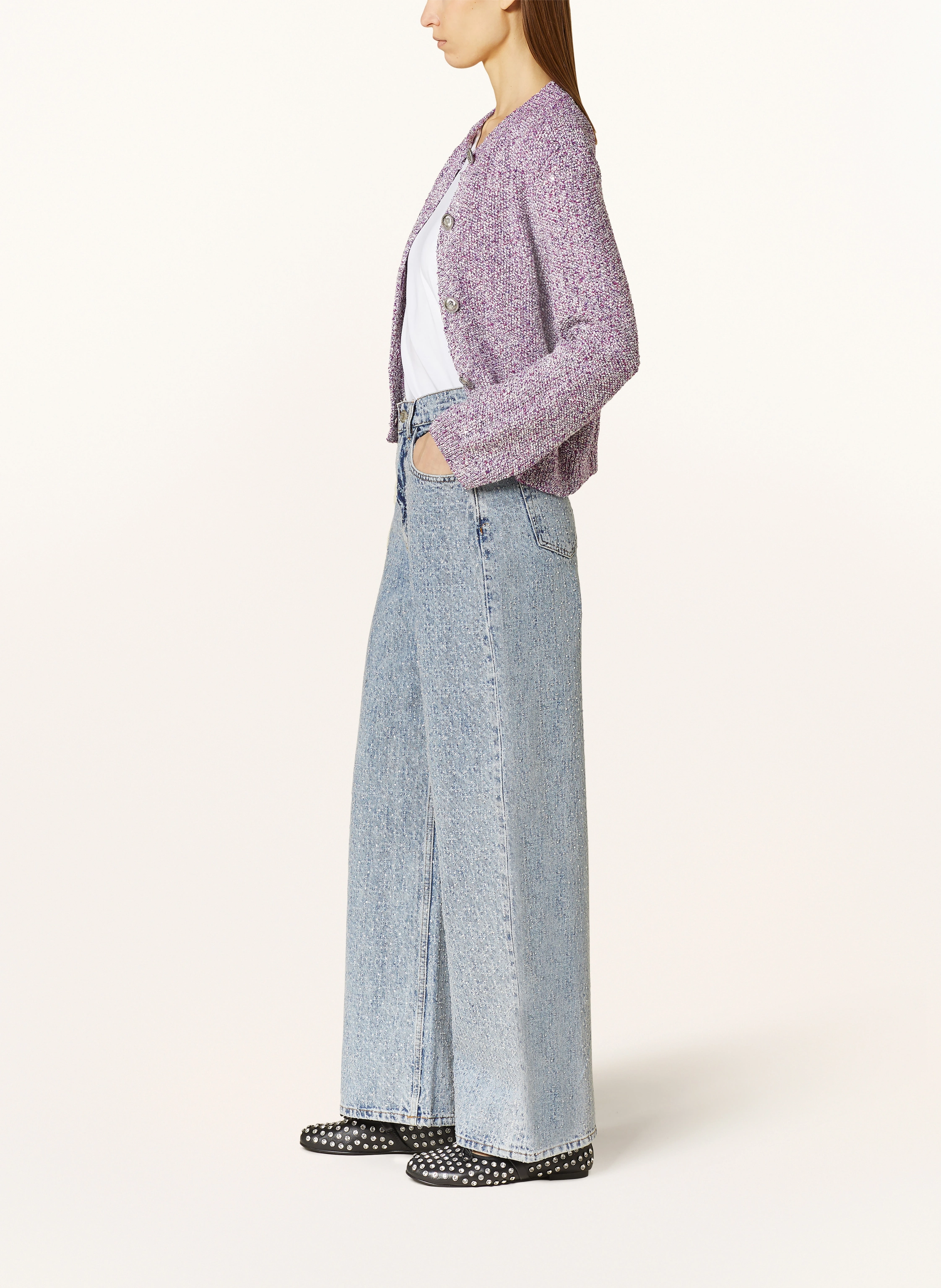 maje Straight Jeans mit Schmucksteinen