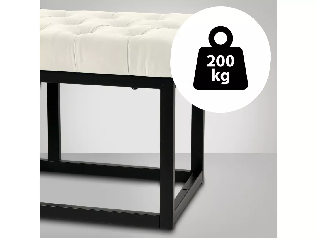 Banquette - Velours & Métal noir mat - Crème - Polson