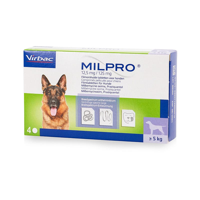 Milpro Ontwormingstabletten Hond | 4 stuks - Hond > 5 kg | 5663