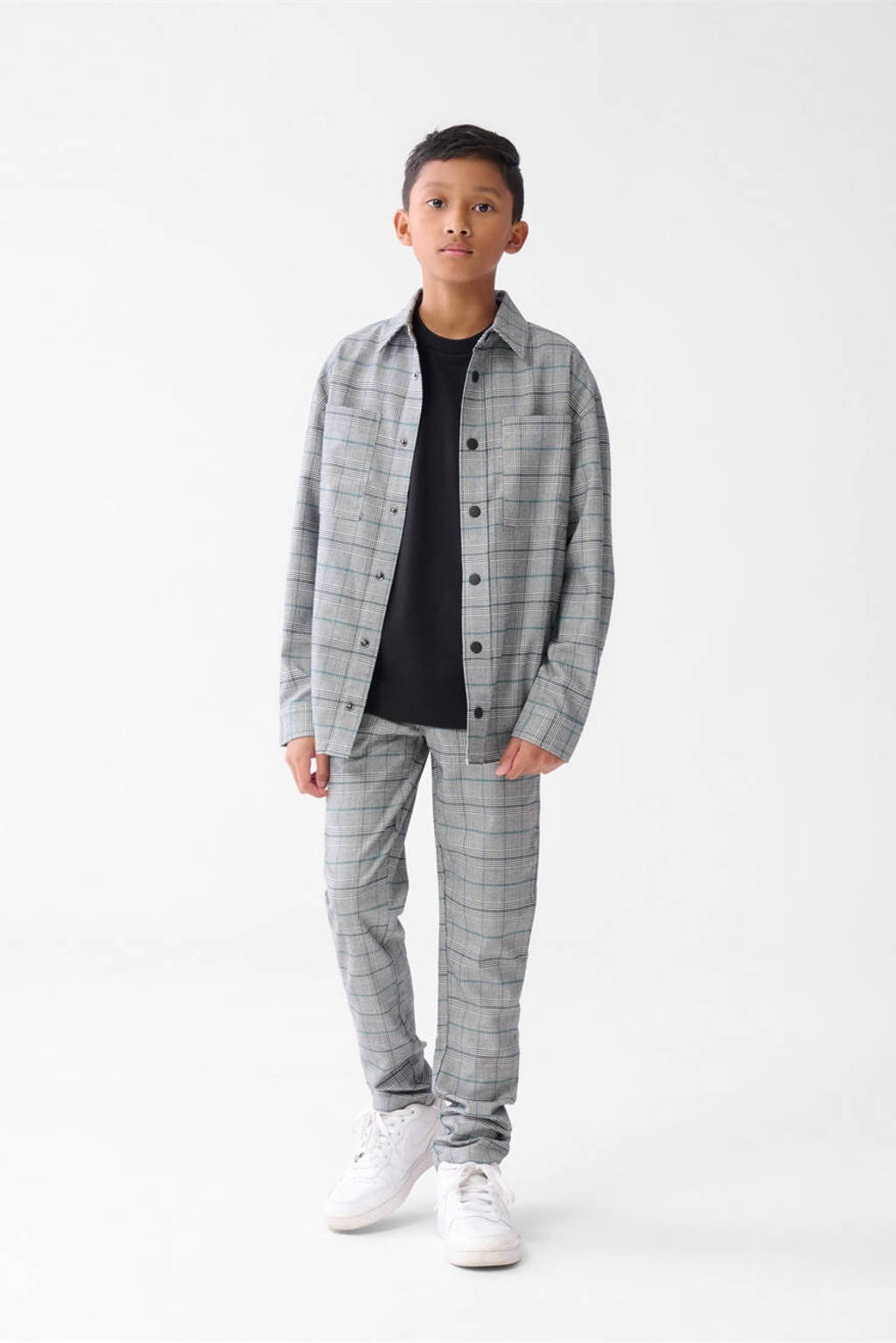 Shoeby geruit overshirt grijs