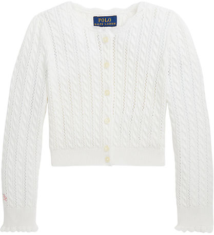 Polo Ralph Lauren Cardigan - Strik - Hvid m. Hulm?nster