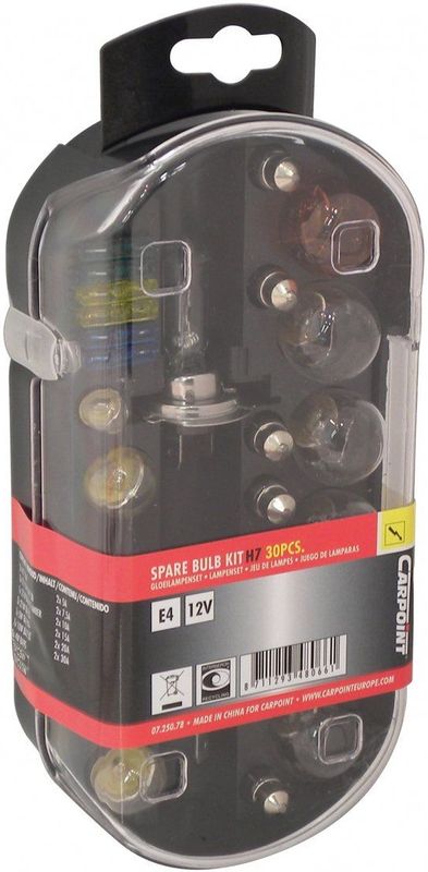 Carpoint - H7 Reservelampenset - 30-delig - Halogeen - Stevige Opbergdoos