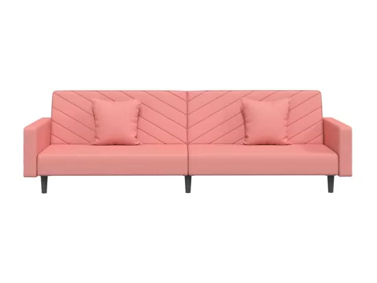 Canapé-lit à 2 places avec deux oreillers Rose Velours