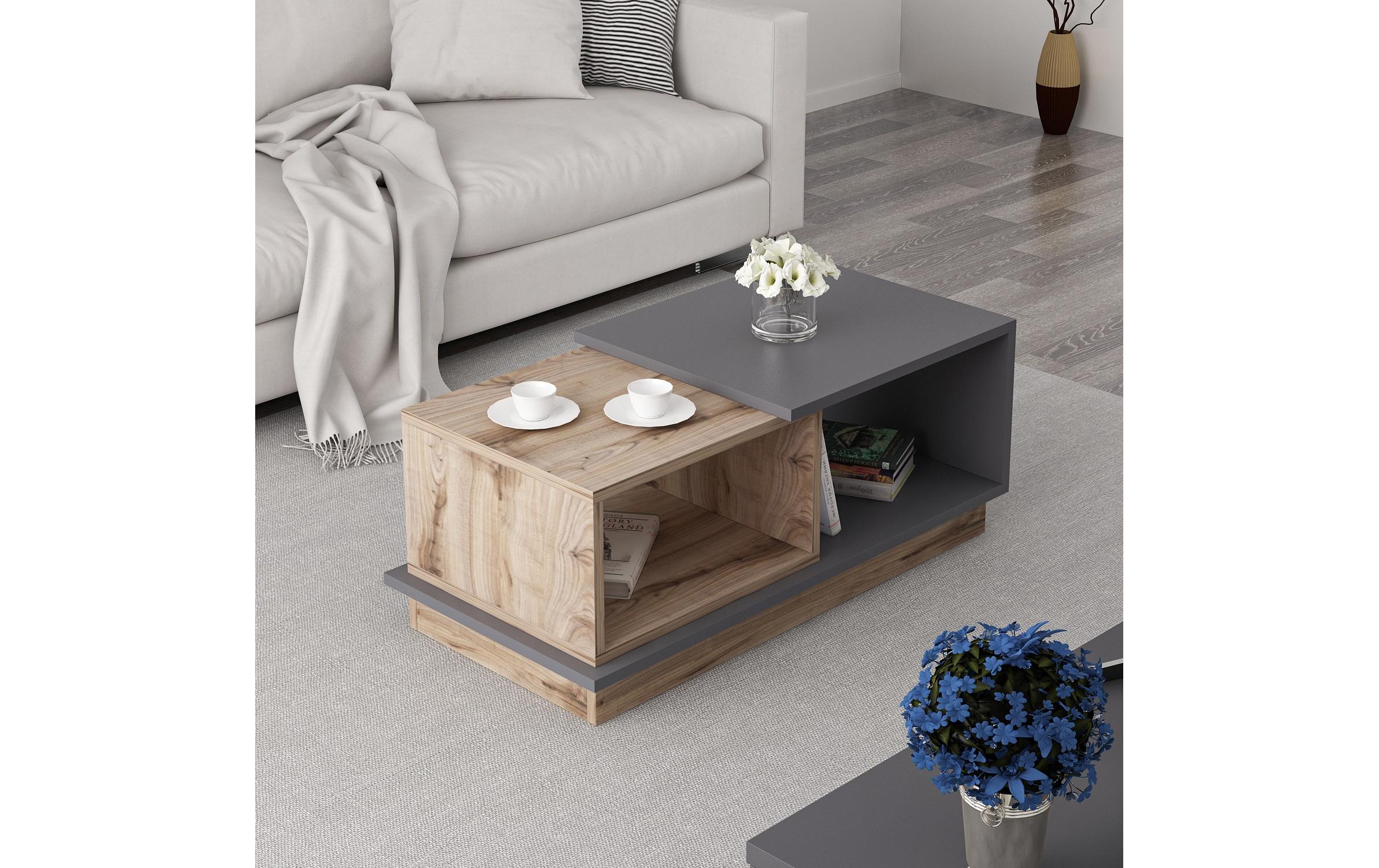 Couchtisch Consept 90 x 36 x 45 cm, Anthrazit/BraunBeistelltisch