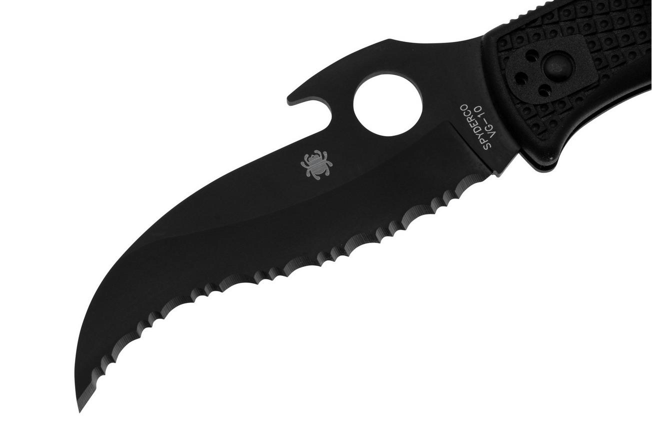 Spyderco Matriarch 2 Emerson Opener Black C12SBBK2W Black FRN, serrated zakmes