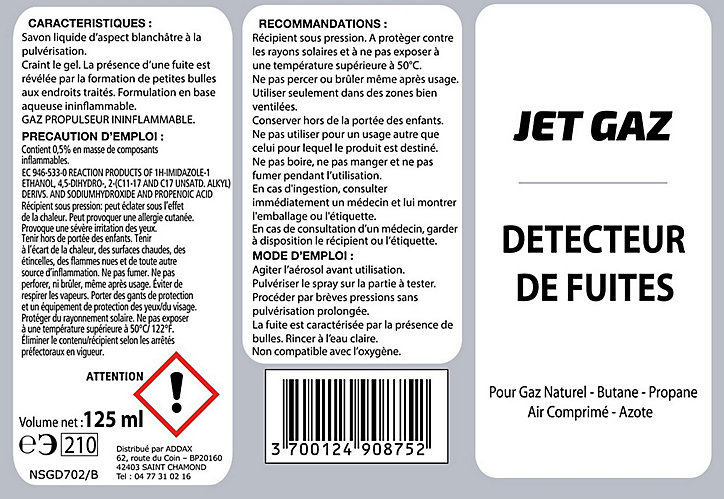 Détecteur de fuite aérosol pour tous les gaz