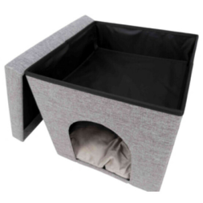 Abri à chat en tissu gris 38 x 40 x 38 cm Alois Trixie