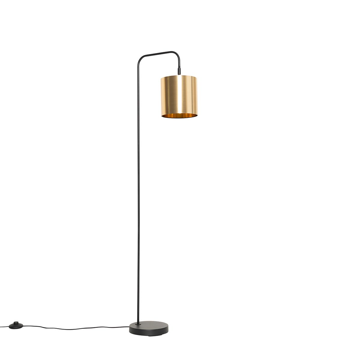 Smart vloerlamp zwart met goud incl. Wifi A60 - Lofty