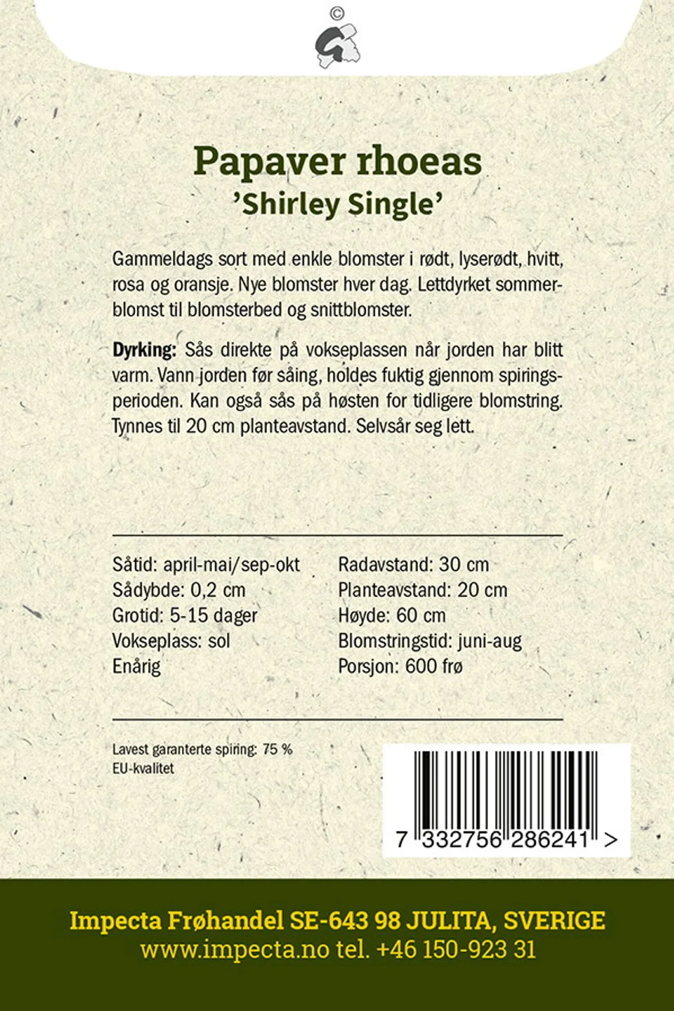 Papaver rhoeas 'Shirley Single' Kornvalmue 'Shirley Single'