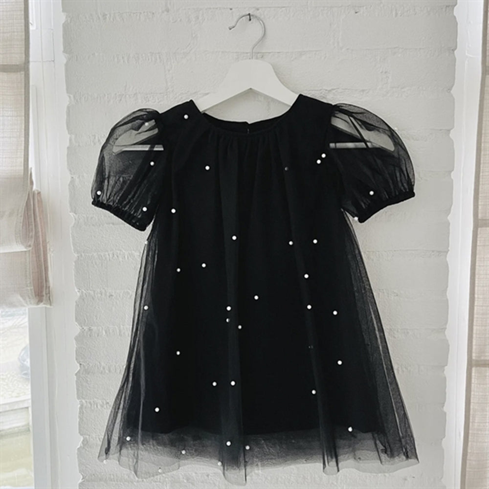 Pearl Tulle Puff Aline Kjole Black