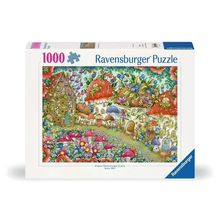 Ravensburger Puzzle - Niedliche Pilzhäuschen in der Blumenwiese, 1000 Teile