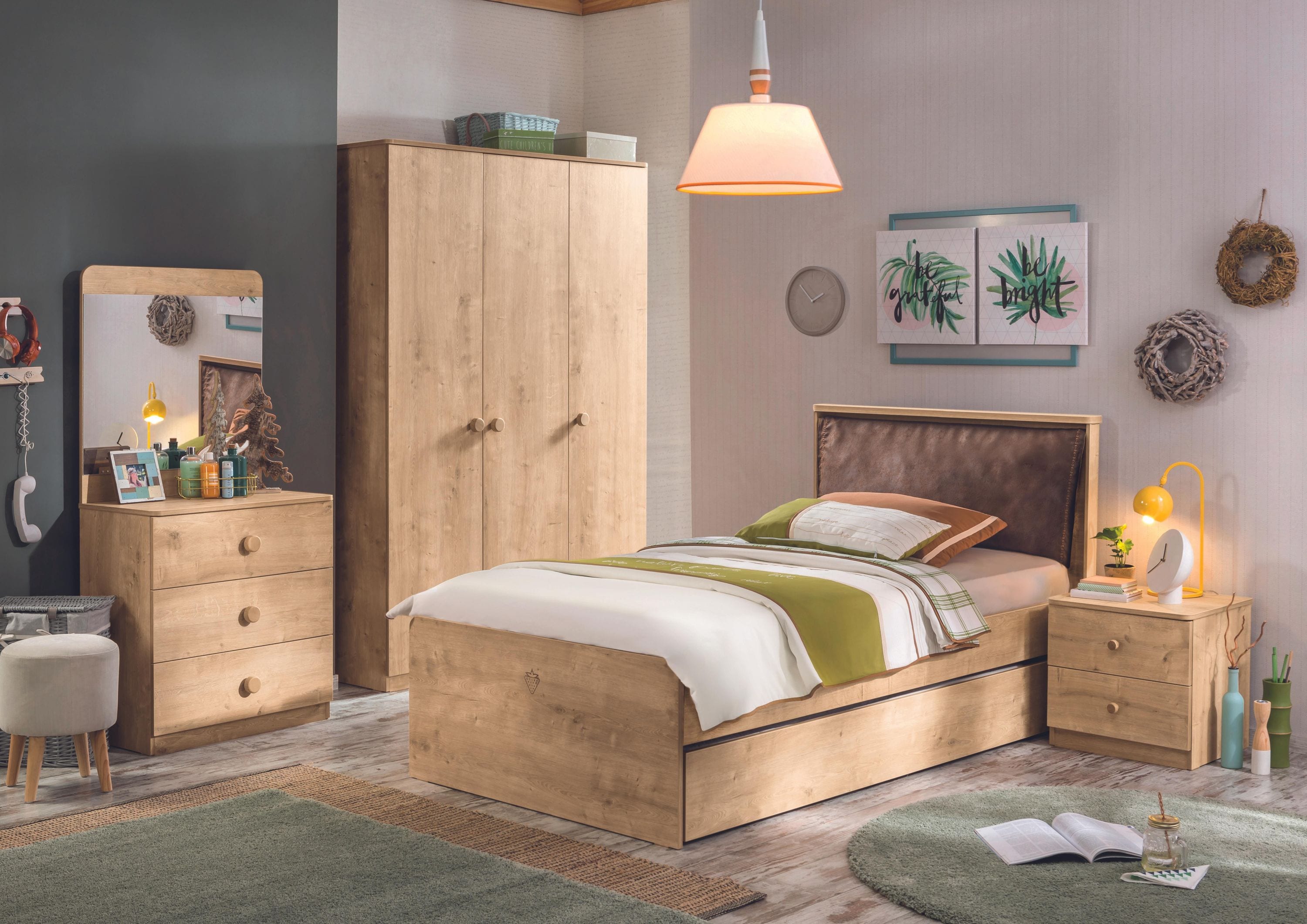 Nachtkommode mit 2 Schubladen für Schlafzimmer Nachtkonsole Mokka