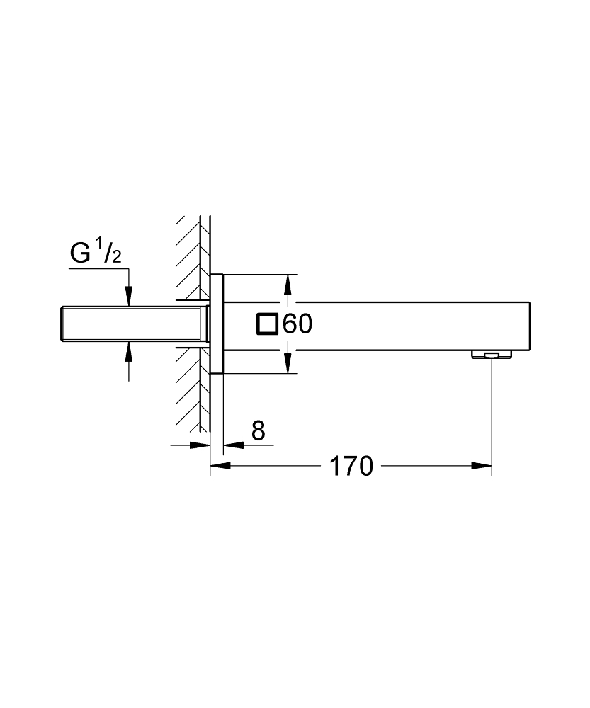 Grohe Eurocube baduitloop chroom