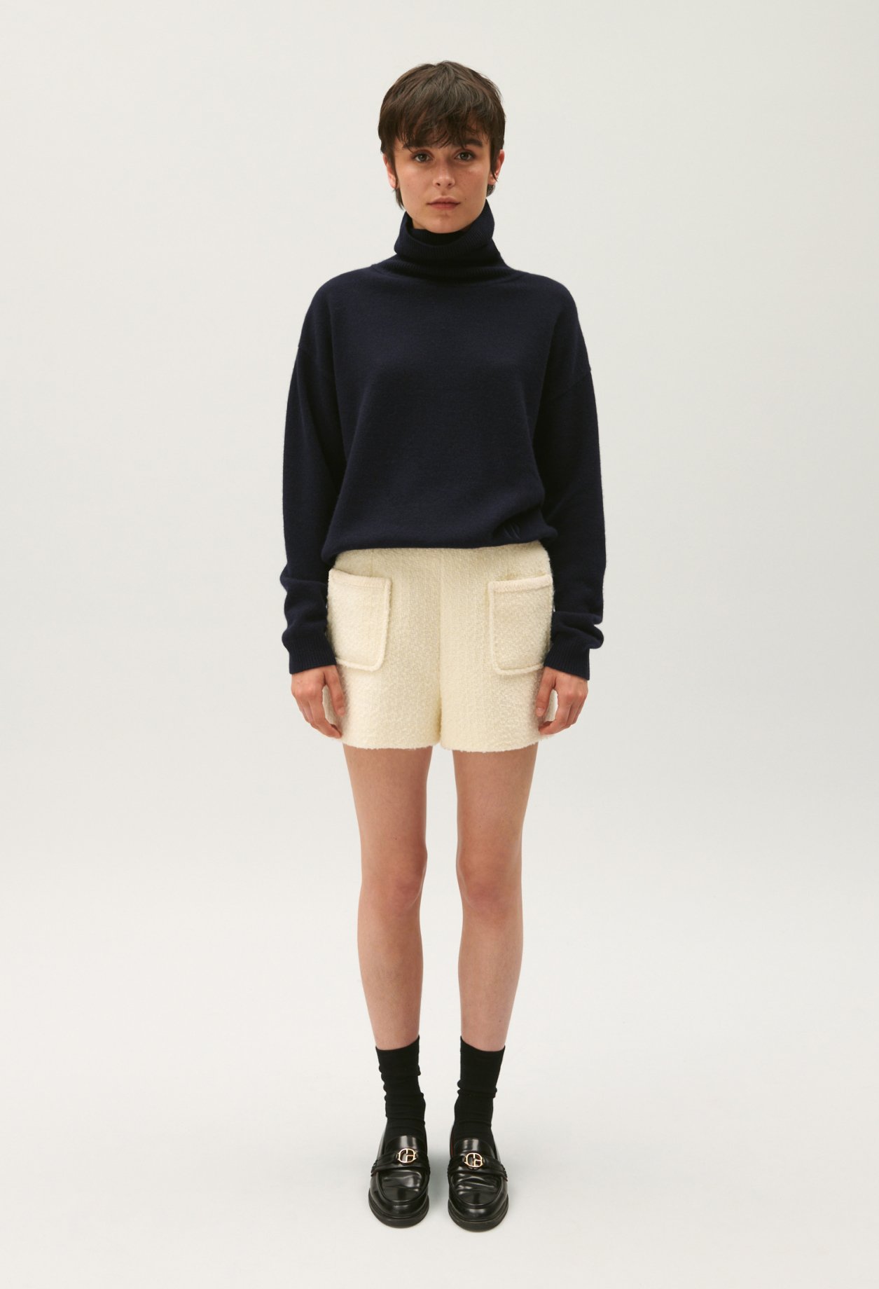 Pull cachemire bleu marine
