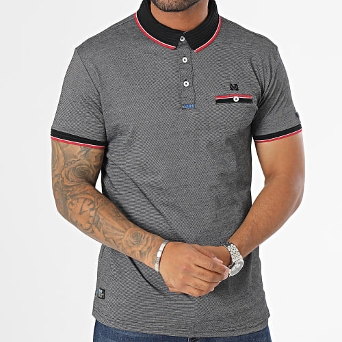 Polo Manches Courtes Gris Chiné
