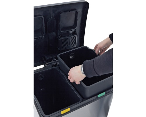 EKO Rejoice pedaalemmer, 2 compartimenten (2 x 30 l), roestvrij staal, mat