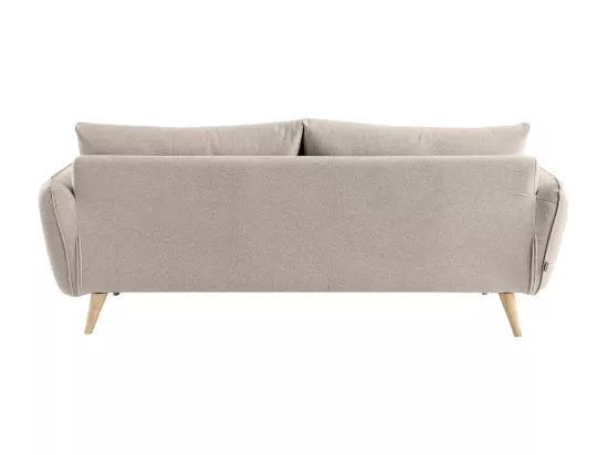 Canapé scandinave 3 places en tissu beige et bois clair CREEP