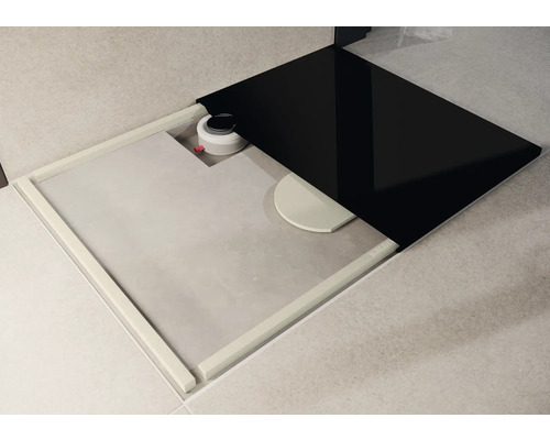 KALDEWEI SUPERPLAN ZERO 1514-5 douchebak, 80 x 75 x 3,7 cm, glanzend zwart, met bakdrager 351447980701