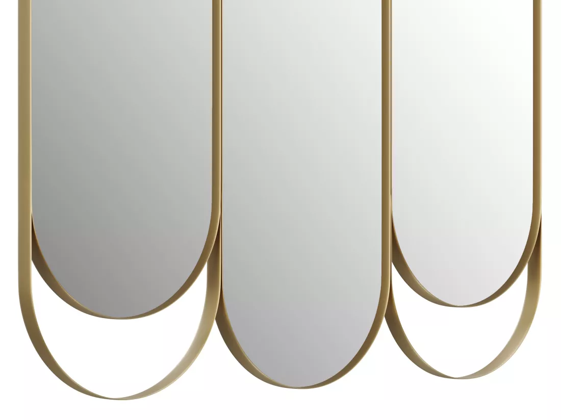 Miroir triptyque art déco en métal - L.76 x H. 69.5 cm - Doré - JICHIMI
