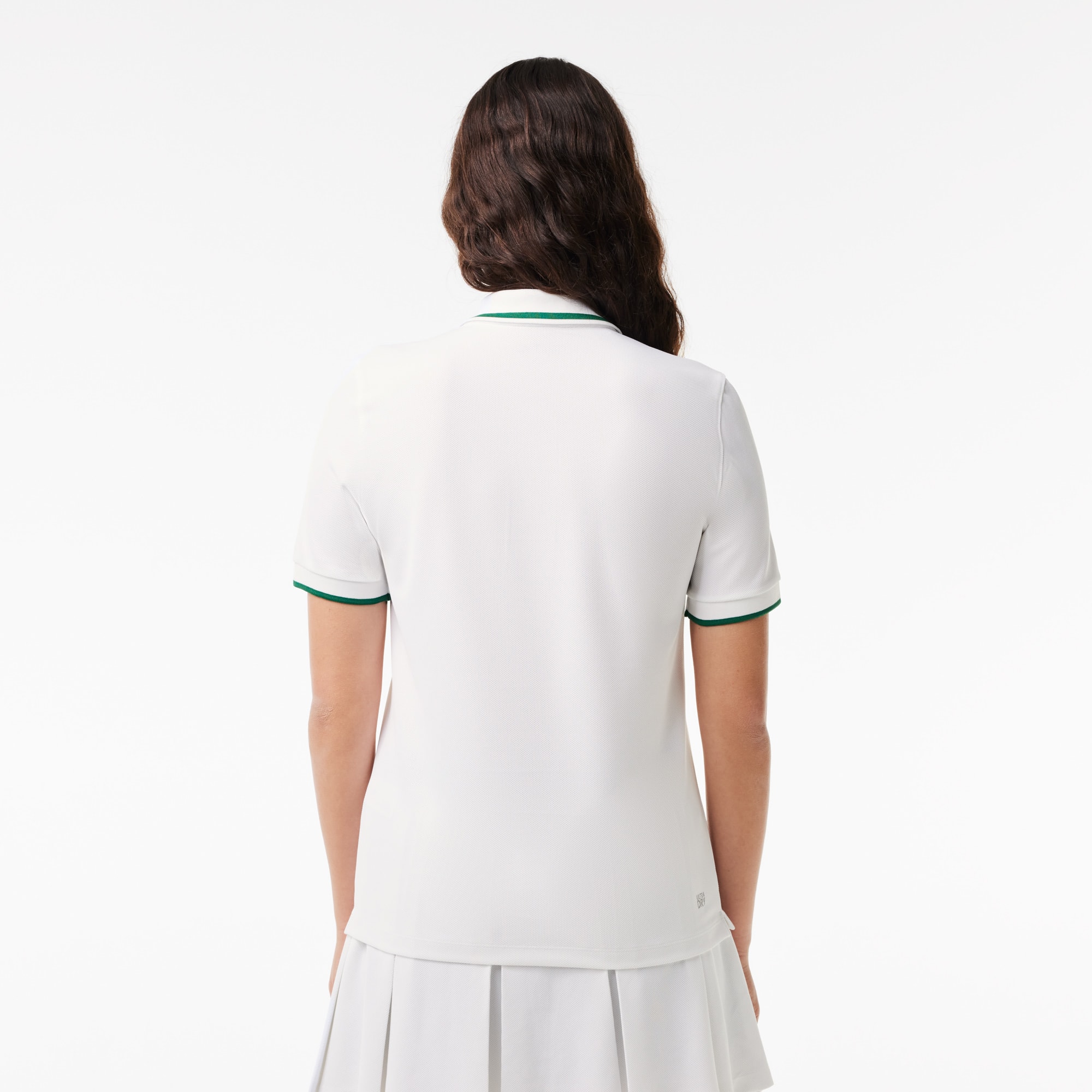 Polo Sport avec col rayé contrasté en piqué Manches Courtes - Blanc - Lacoste - Femme