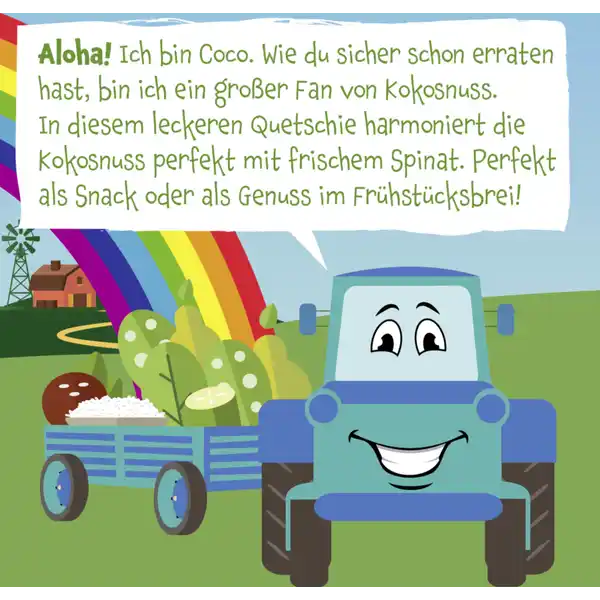 Bio Quetschie mit Birne, Erbsen, Spinat, Gurke, Kokosnuss & Reis
