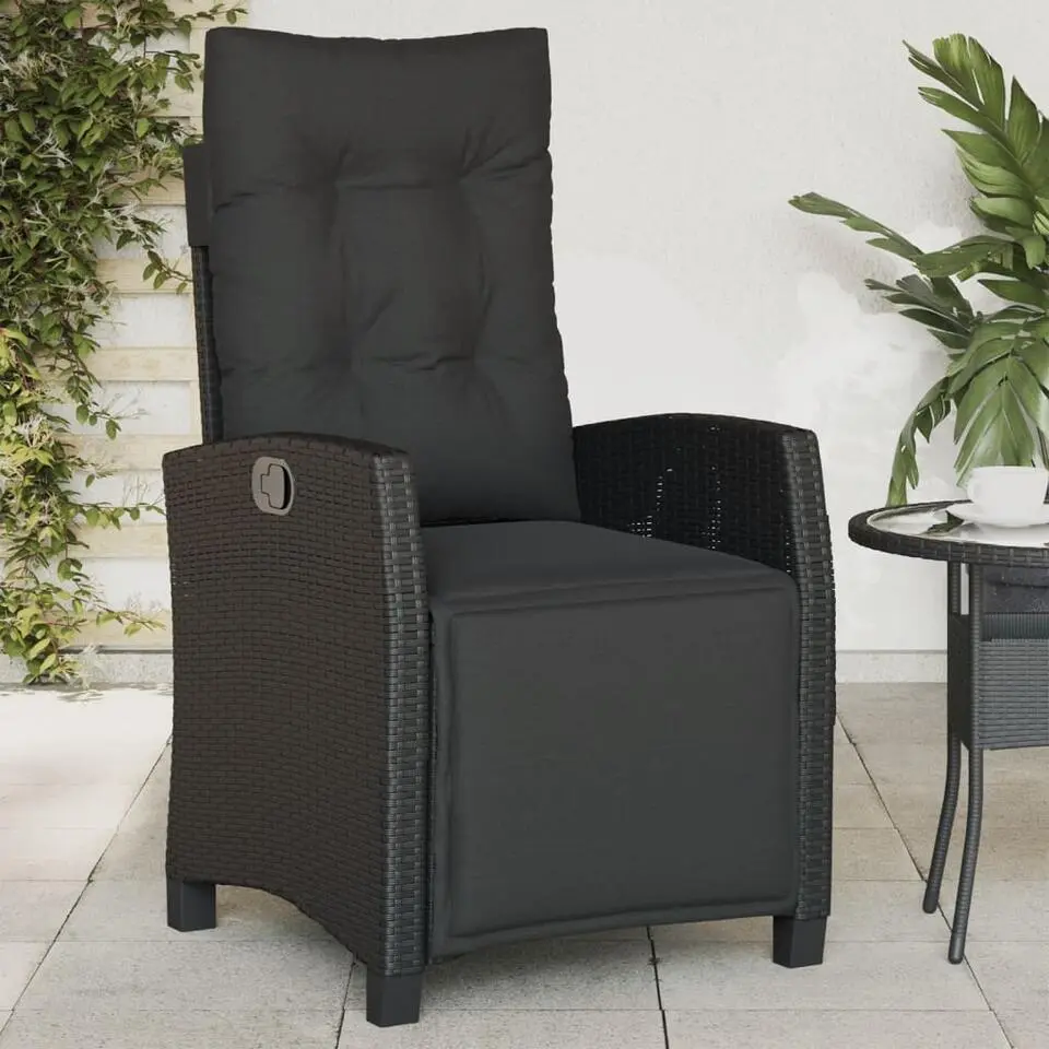 vidaXL - Verstelbare tuinstoelen met voetensteun - Zwart - Poly rattan - 2 stuks