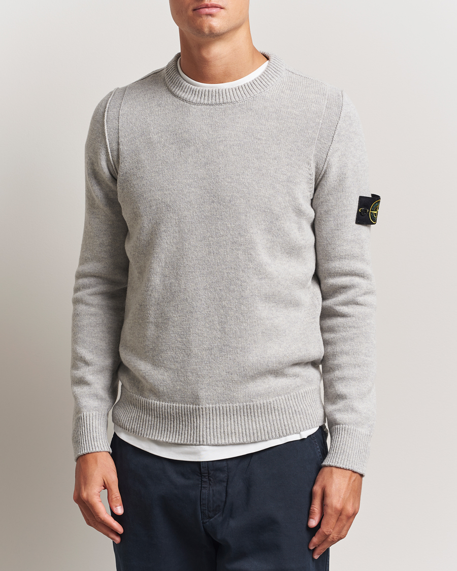 Stone Island Knitted Lambswool Crew Neck Grey Melange