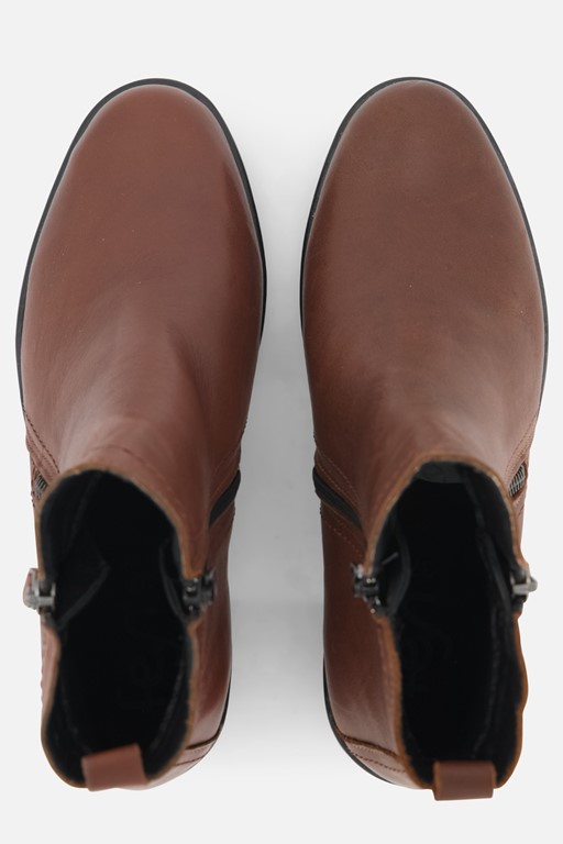 Feyn Fiona Enkellaarsjes cognac Leer