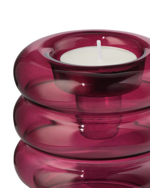 bougeoir et porte-bougies M en verre rose