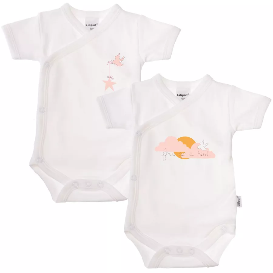 Liliput Kurzarm-Wickelbody 2er-Pack Birds weiß