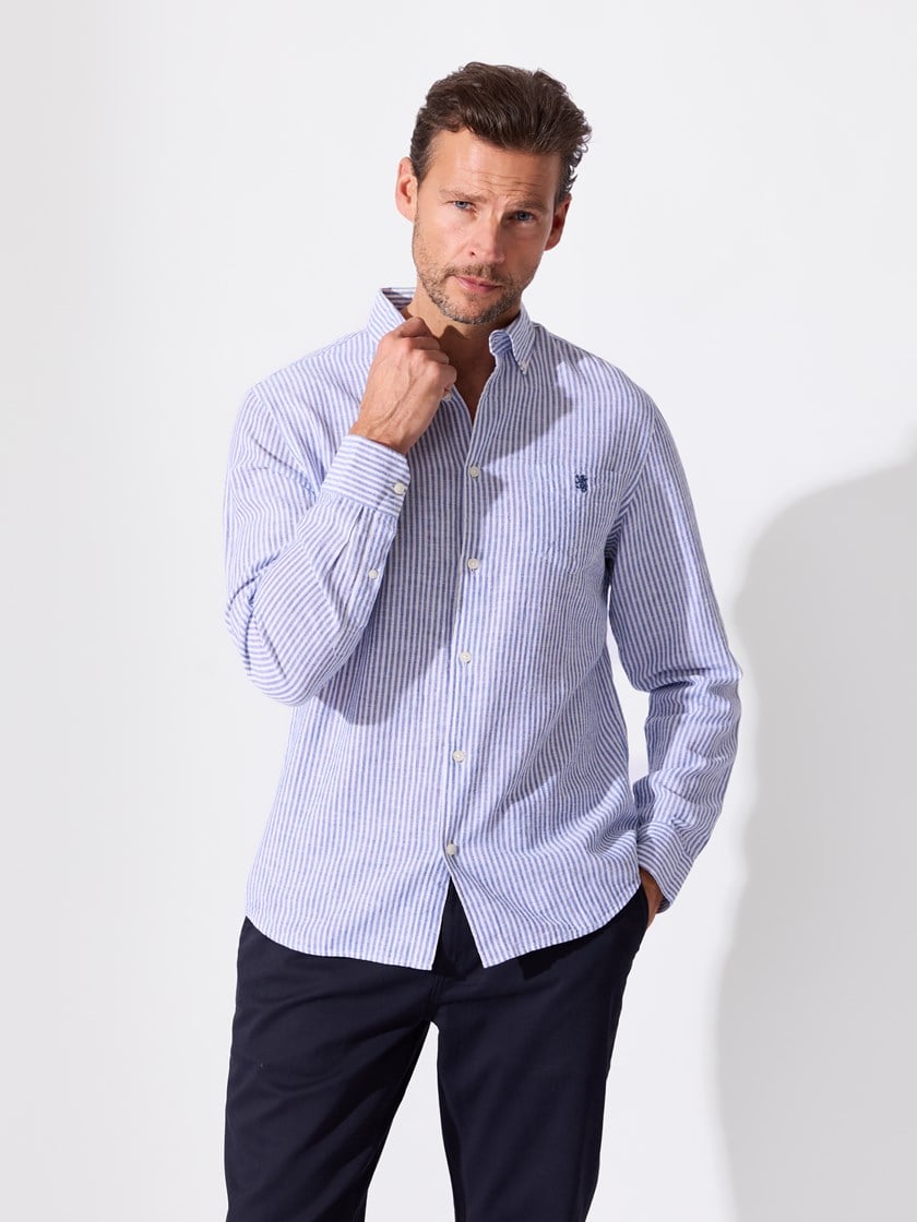 Elia stripet langermet skjorte Chambray Blue