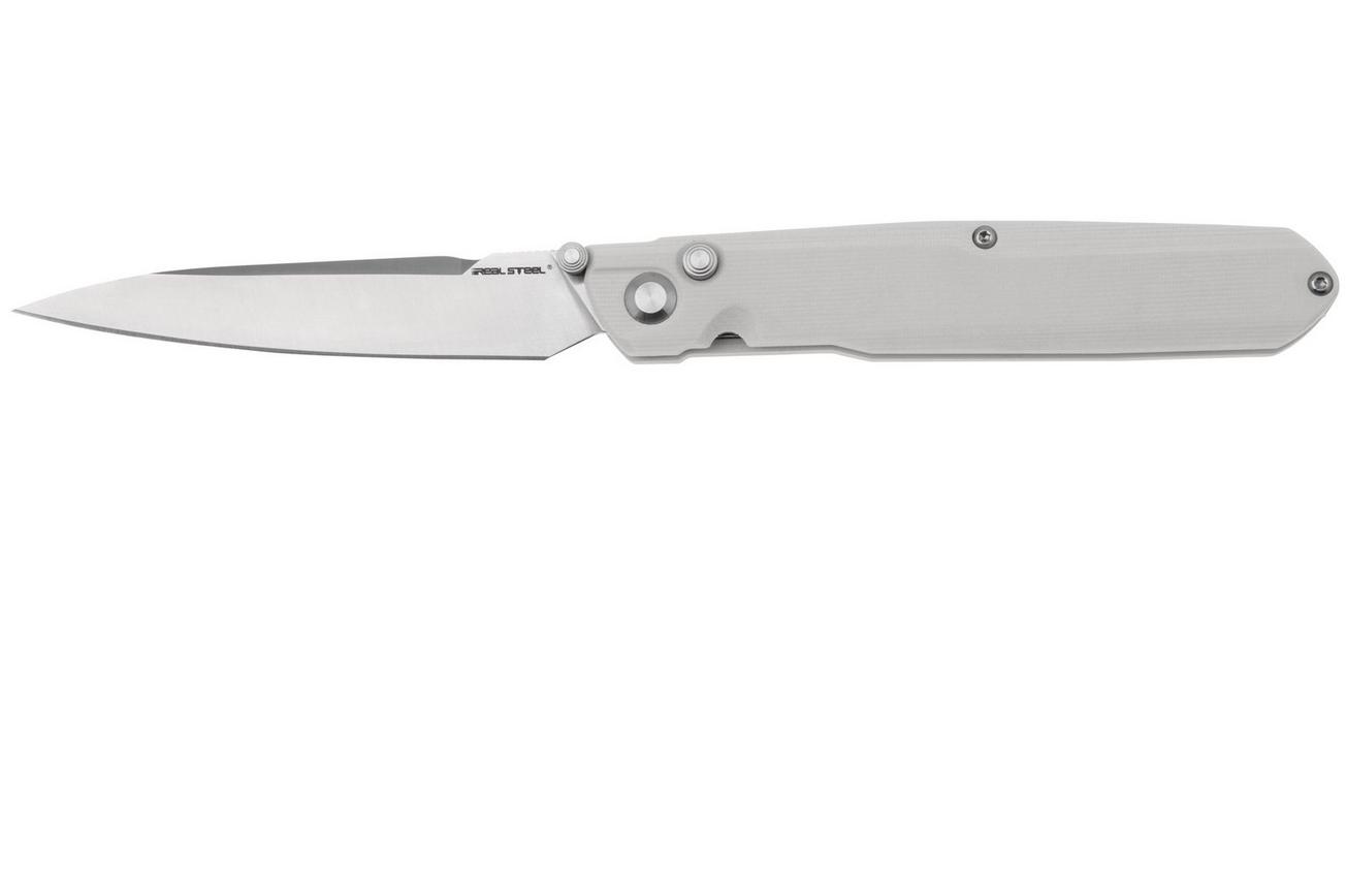 Real Steel G5 Metamorph Button Lock 7831I Satin 14C28N, Ivory G10, zakmes, Ostap Hel design