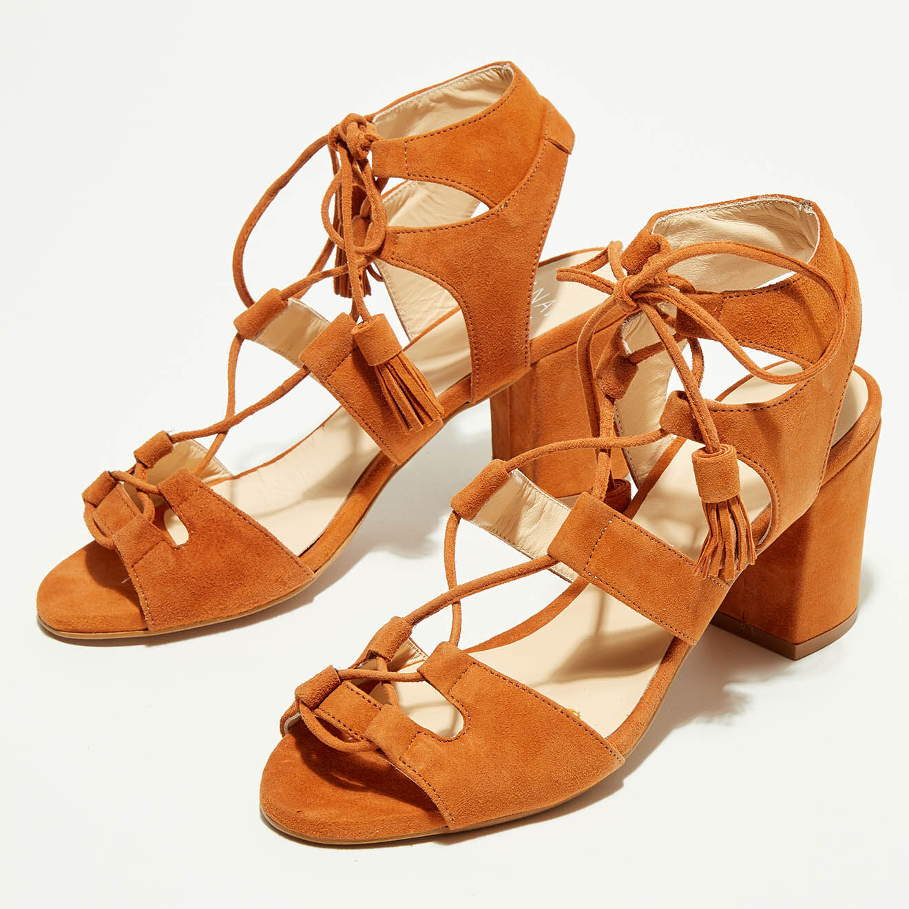 Anaki Sandales en Velours de Cuir Carilo brandy - Talon 8 cm