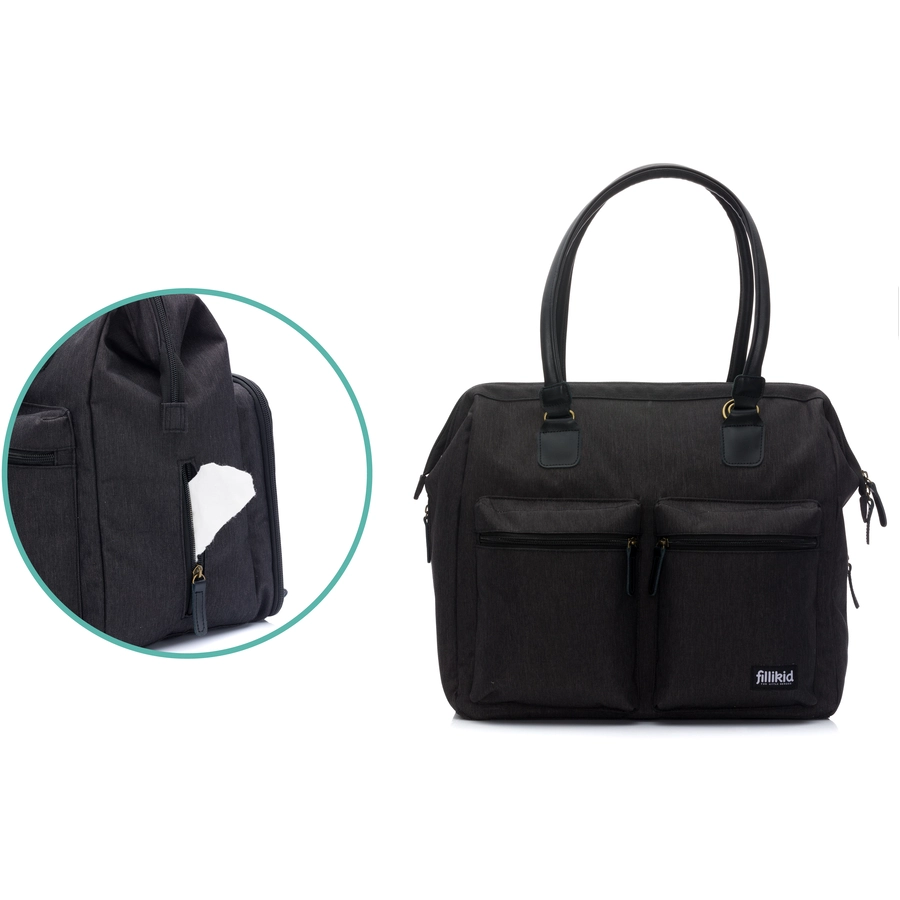 Fillikid Wickeltasche Oxford Schwarz