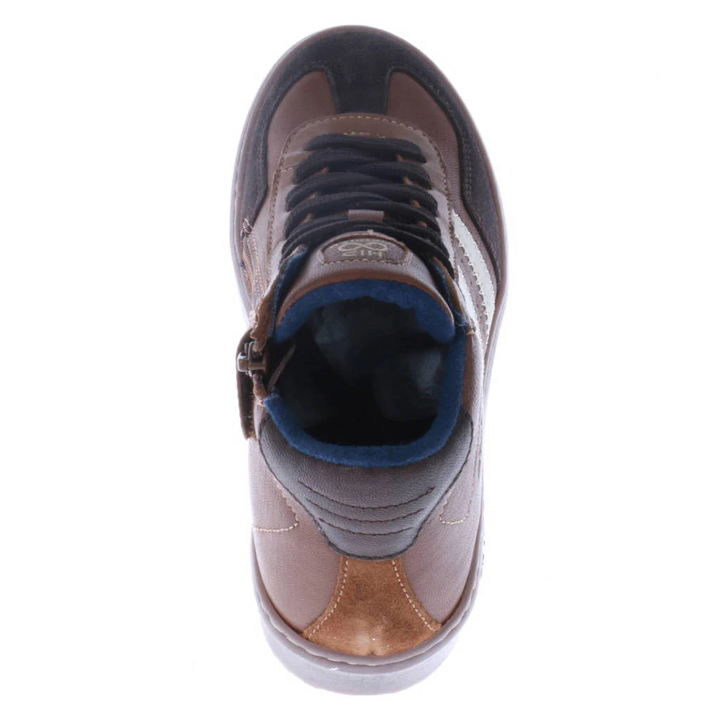 Hip leren sneakers cognac