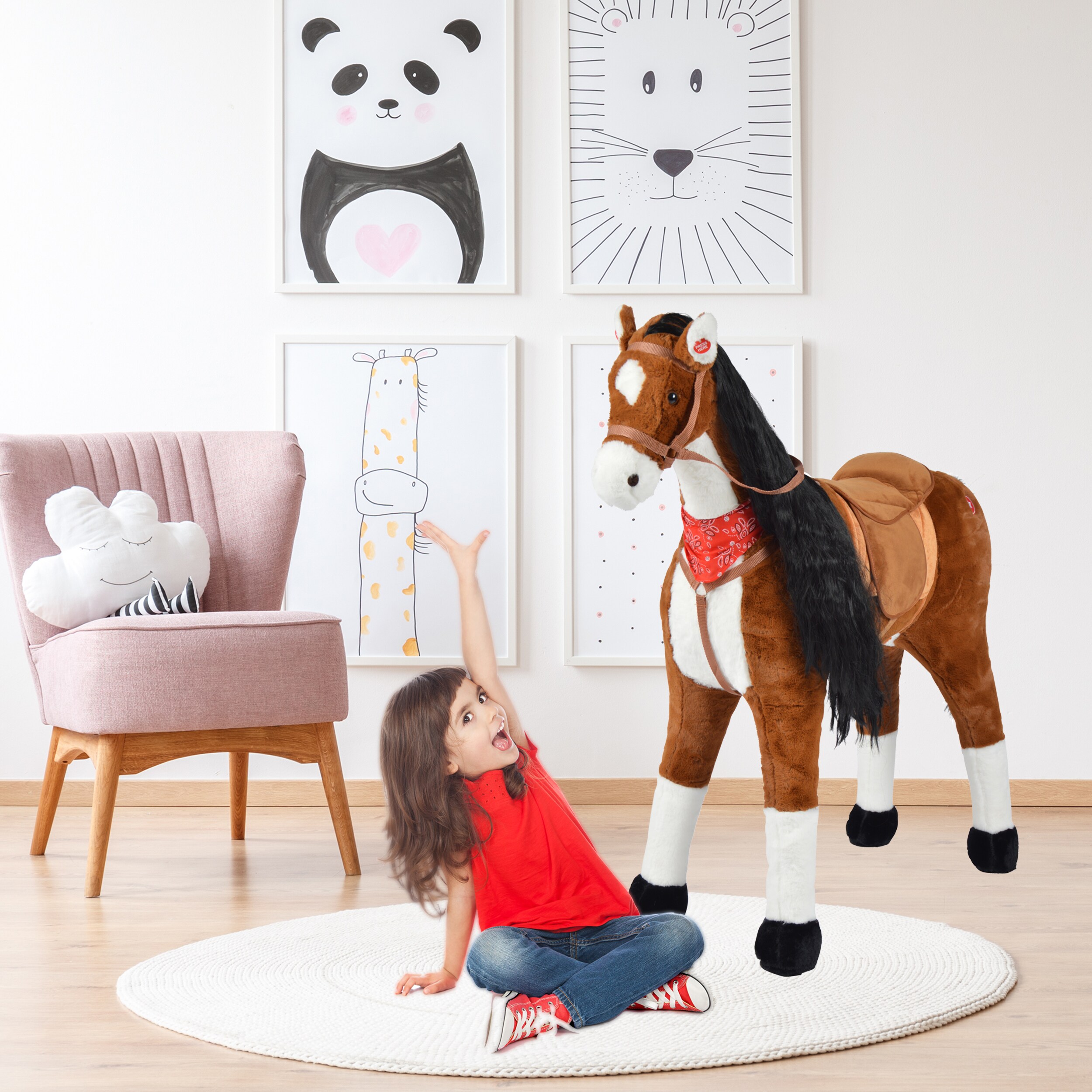 Pink Papaya Stehpferd für Kinder zum Reiten Anna 105 cm