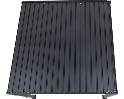 Pergola met lamellendak 3x3 kader RAL 7015 leigrijs incl. verticale zonwering (wandmontage)