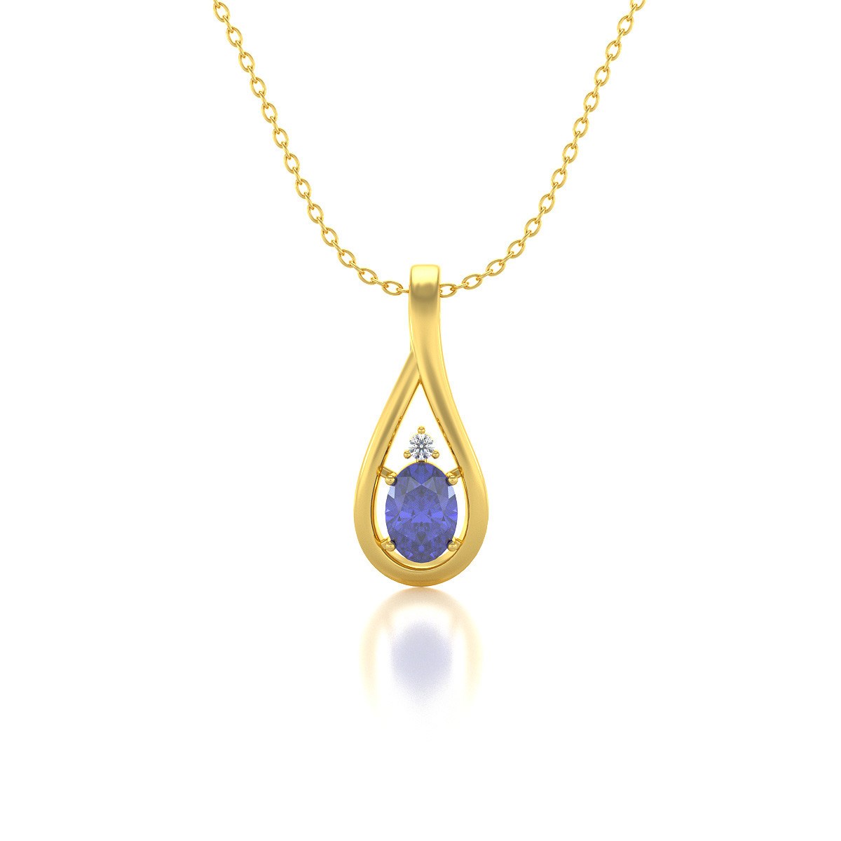 Collier Pendentif Or Jaune 750 Tanzanite et Diamants - Éclat et Raffinement | Aden