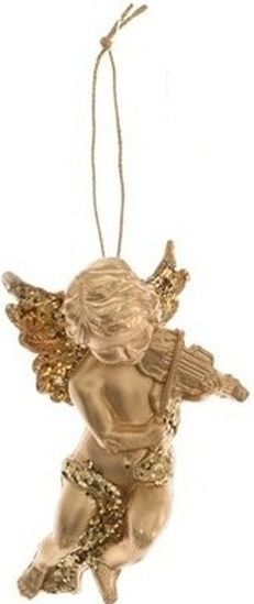 Decoris - Engelen met Muziekinstrumenten - Kerstversiering - Goud - 10 cm - 4 Stuks