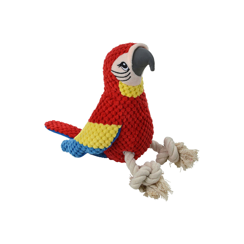 Peluche balle perroquet rouge D 10cm