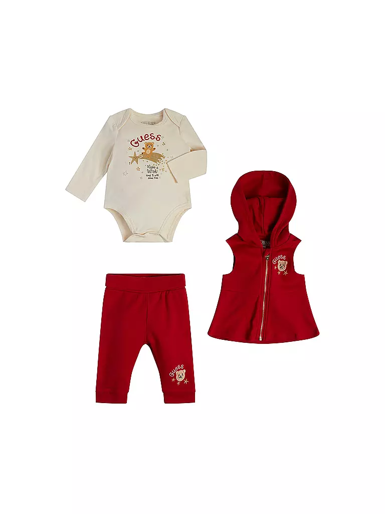 GUESS Baby Set - Body Gilet Hose 3 teilig  X-MAS  rot